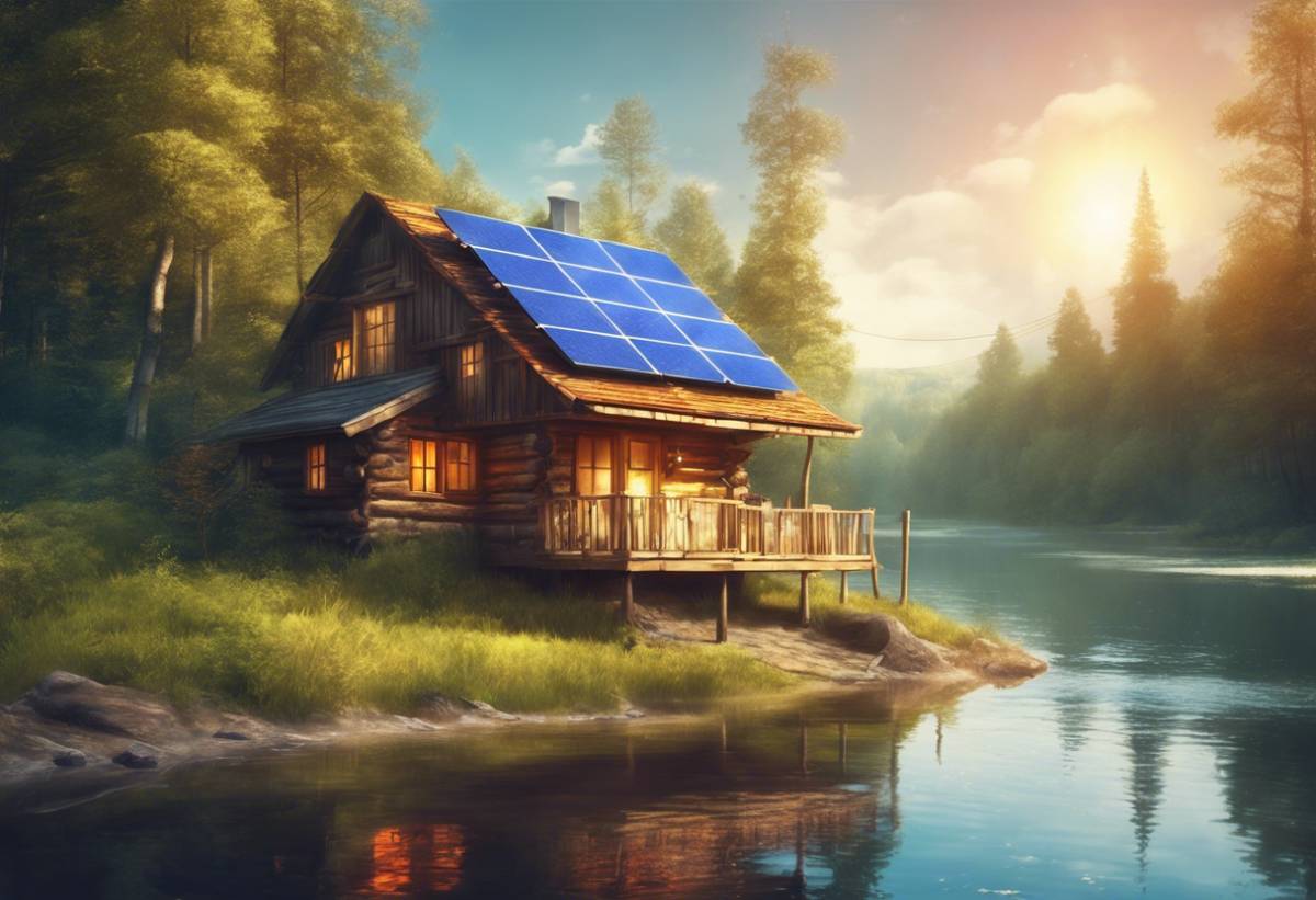 Off-Grid Living: 8 Renewable Power Systems & Energy Sources 1 Beautiful off grid cabin in forest with river and using solar off grid power system