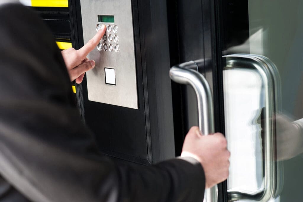 access control system - keying in numbers on panel keypad