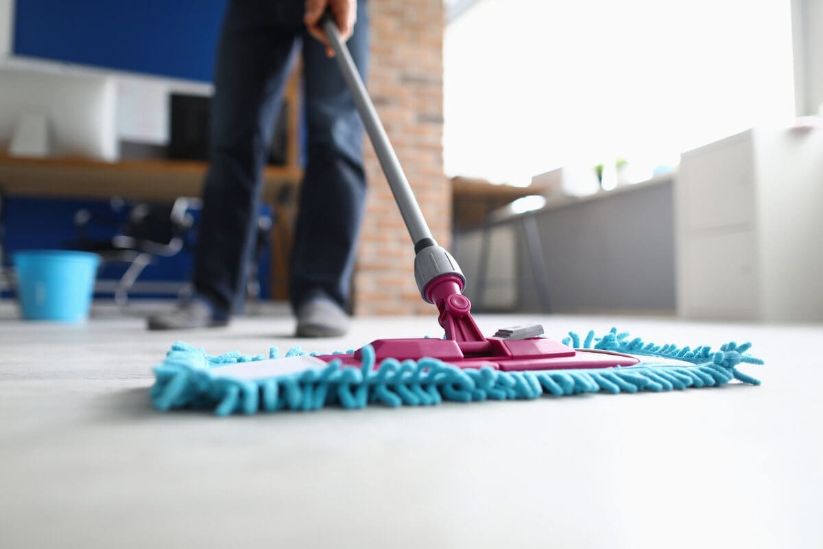 mopping floor of office