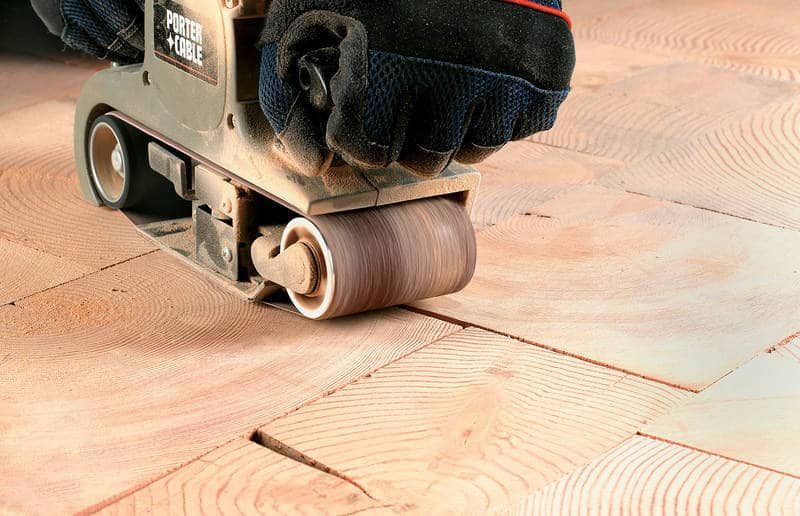 Sanding floor that's been laid - End grain flooring