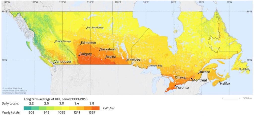 The Dynamic Duo: Heat Pump Combined with Solar Panels 4 solar insolation map canada