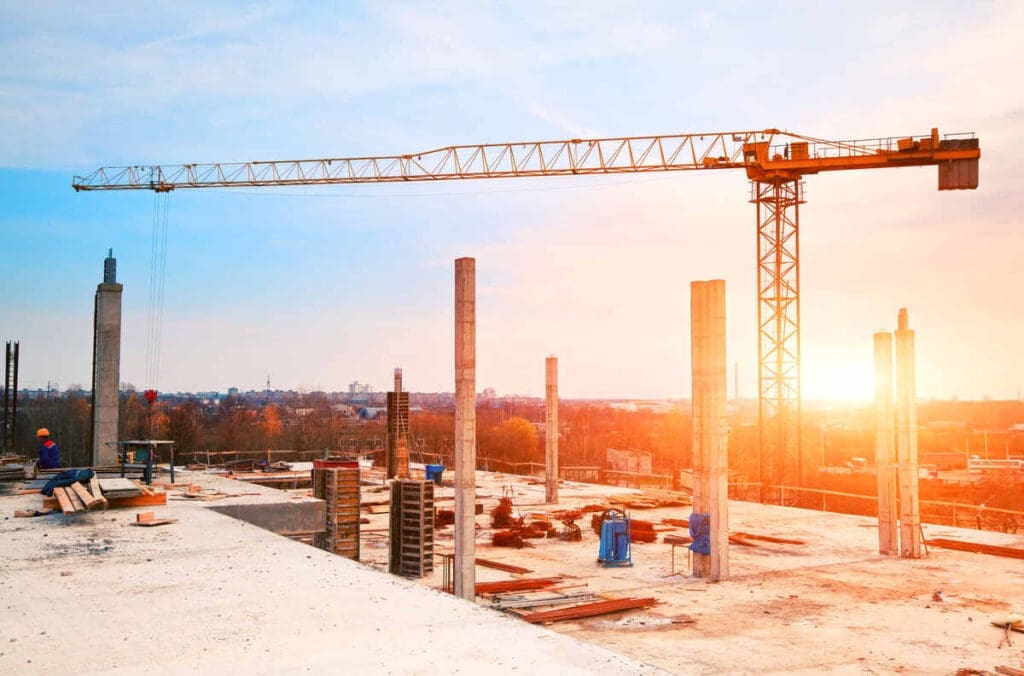 Beyond Blueprints: Generative AI for Smarter Construction Project Management 6 construction site - sunset