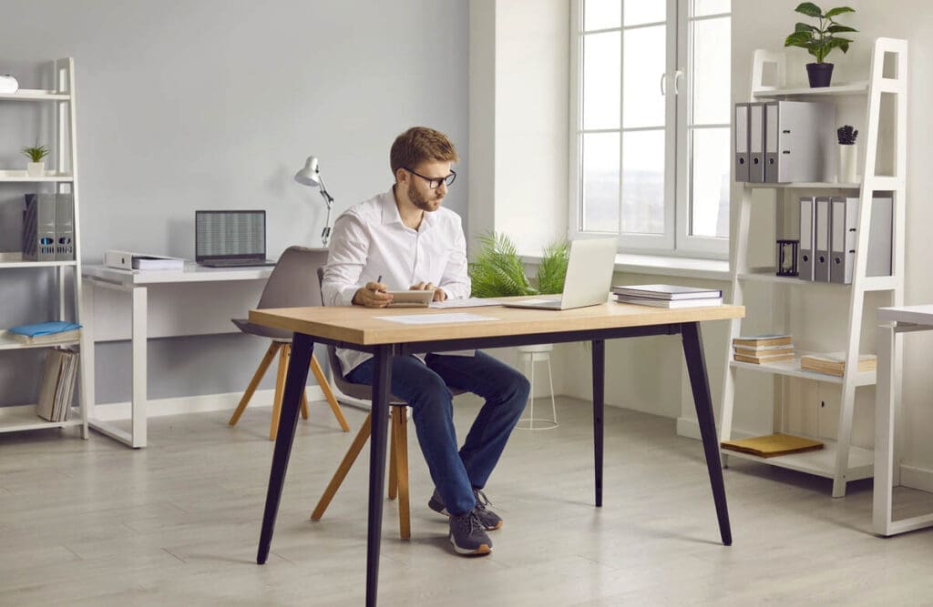 man working at desk