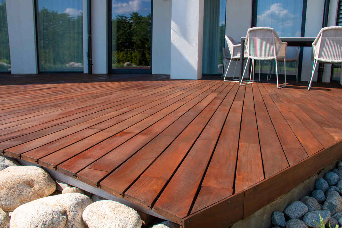 nice wood deck behind house
